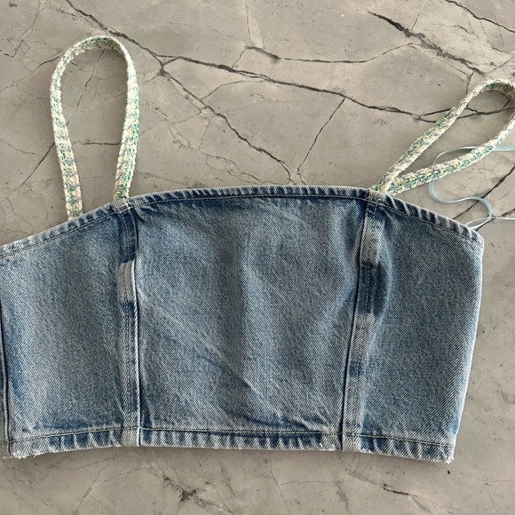 NWT ZARA  contrast denim crop top size XS - Picture 4 of 5
